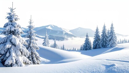 Obraz premium Snowy mountain landscape, frosted trees