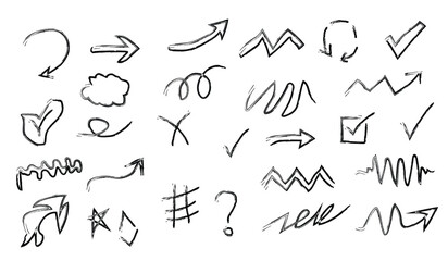 Versatile Hand-Drawn Symbols and Doodles Vector Set – Sketchy Annotations for Creative Presentations