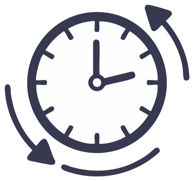 Clock with arrow showing time around the clock  revolving clockwise