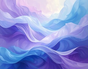 Obraz premium Swirling abstract of flowing, soft, translucent ribbons in shades of purple & blue