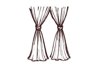 Curtain hand drawn simple ske...