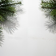 Obraz premium Minimal White Pine Christmas Background with Copy Space, simple social media layout