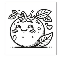 Cute Cartoon Tomato Character - Bold Easy Outline Illustration