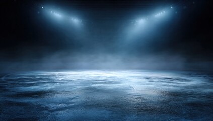 Fototapeta premium Dark stage lit with spotlights
