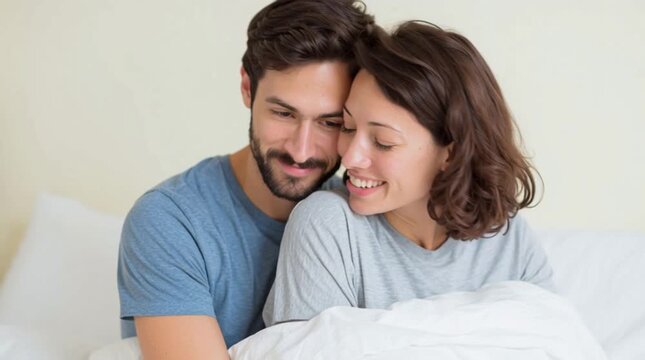 Young lovers in bed and are in mood, when suddenly a male partner decides to take a distance. Mistrust