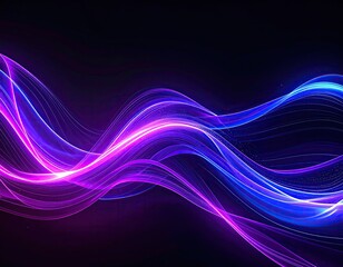 Obraz premium Abstract swirling neon lines in vibrant purple and blue