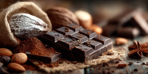 Indulging in chocolate delight with cocoa beans and coffee on World Chocolate Day