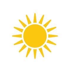 A simple stylized yellow sun icon with a solid circle and radiating triangular rays with rounded tips.