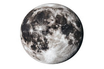 Detailed Lunar Surface With Craters isolated on a transparent background