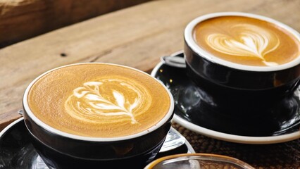 Creating a beautiful latte art.