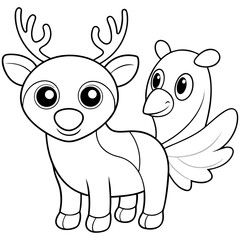 Cute Animal Line Art Collection Simple Outline Wildlife Vector Set Panda, Dolphin, Koala, Eagle, Shark, Deer, Turtle
