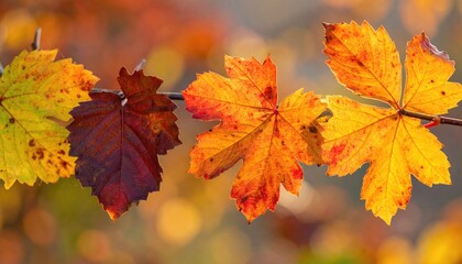 Obraz premium Autumn leaves on vine, vibrant colors (1)