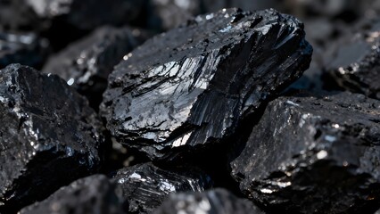 Close-up of Black Coal Rocks Texture