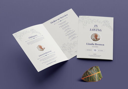 Funeral Program Memorial Service Obituary Layout