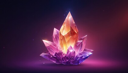 Glowing Crystal Vector Illustration with Sparkling Light Effects, Mystical and Abstract Design2
