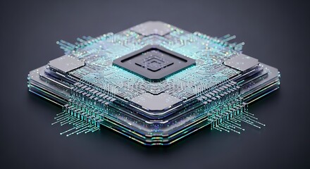 Futuristic Computer Chip - A Detailed Technological Marvel.
