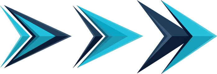 Three abstract geometric arrows pointing rightward with blue and dark cyan gradient.
