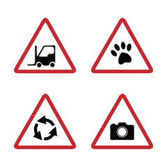 Road Warning Signs Set &ndash; Triangle Traffic Symbols and Caution Vector Illustration
