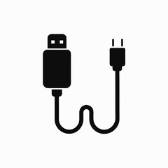 charging cable vector icon silhoutte vector template.