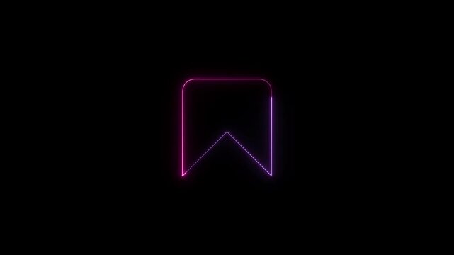Dynamic neon glow bookmark icon animation in stunning 4k resolution