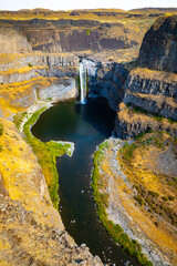 Famous Palouse Falls at State Park Vibrant Sunset
