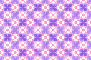 水彩画のピンクと紫の幾何学模様、シームレスパターン背景