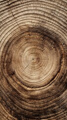 Naklejka premium Textured Brown Wood Grain Circular Pattern Background Close Up