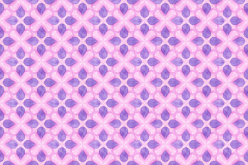 水彩画のピンクと紫の幾何学模様、シームレスパターン背景