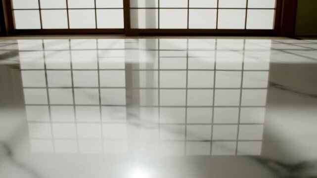 白大理石と障子 静寂の空間美ドローン