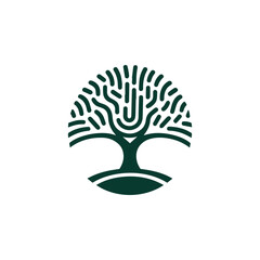 Fingerprint Biometric Tree Logo