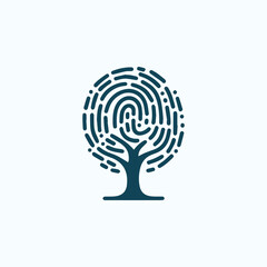 Fingerprint Biometric Tree Logo