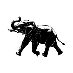 Running Elephant Silhouette Vector Art