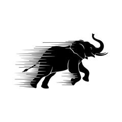 Running Elephant Silhouette Vector Art