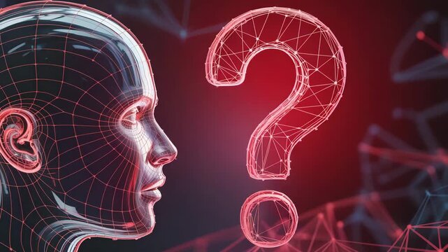 Ai question artificial intelligence technology head digital future learning machine robot 3d art