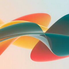 A digital composition with a colored abstract background. A vibrant abstract composition featuring interwoven, glossy shapes in turquoise, orange, and yellow.