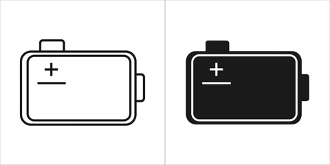 Battery icon, one outlined and one filled, on a