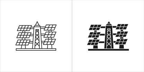 Solar power plant icon set, renewable energy
