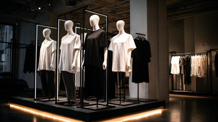 Minimalist clothing display in boutique