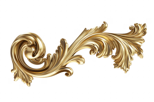 Ornate golden flourish isolated on a transparent background