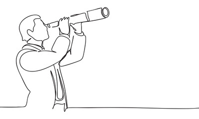 Businessman with Telescope Looking to the Future