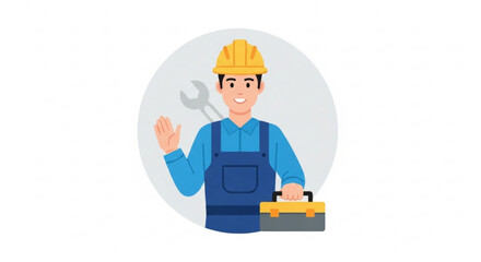 Professional handyman services vector illustration with toolbox and wrench for home repair and maintenance