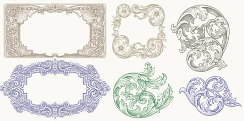 Vintage Baroque Victorian frame border, frame flower pattern vector floral engraved scroll ornament leaf retro decorative design. filigree calligraphic heraldic shield swirl