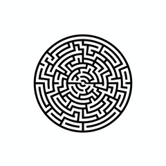 Black and white circular maze, complex puzzle for problem-solving and navigation