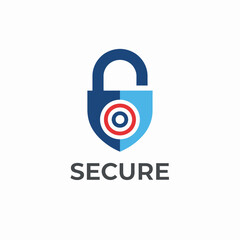 A geometric shield and lock icon in blue, red, and light blue with the word "SECURE