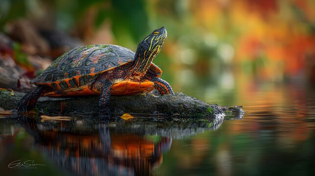 Painted Turtle on Log