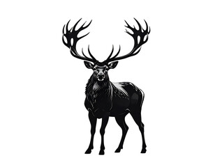  Leaping Deer with Branch-Like Antlers, Side Perspective, isolated