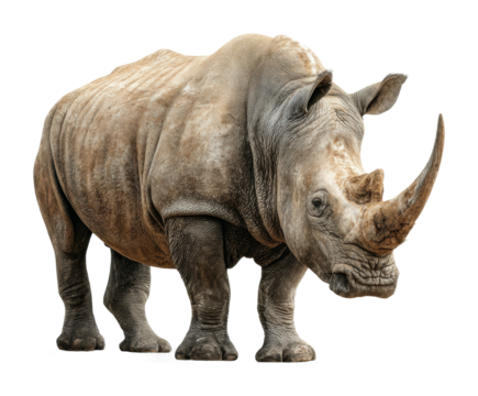 Rhinoceros walking in natural habitat wildlife wild isolated on transparent background