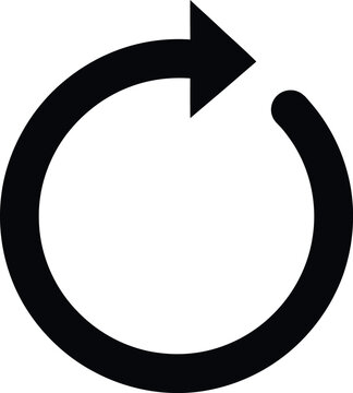 Bold black circular arrow icon symbolizing refresh reload repeat and rotation