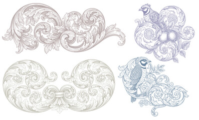 Vintage Baroque Victorian frame border flower pattern vector floral engraved scroll ornament leaf retro decorative design. filigree calligraphic heraldic shield swirl