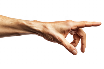 Human arm pointing with dark background isolated on a transparent background